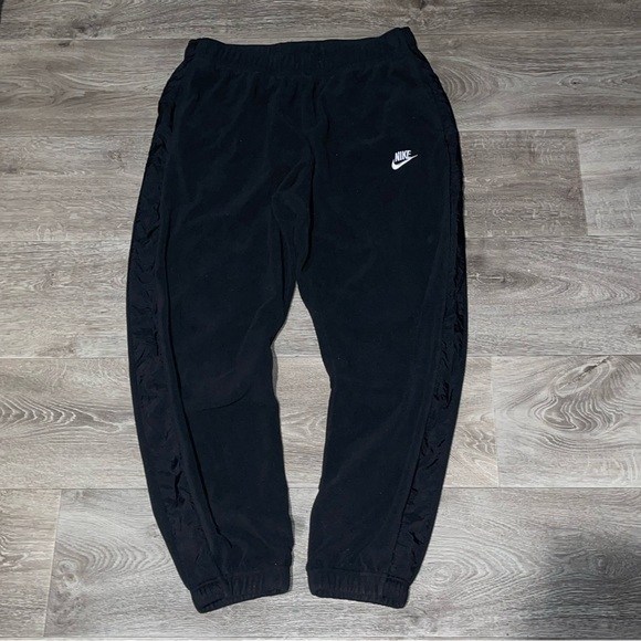 Black Nike Fleece Joggers with Embroidered Swoosh - Picture 1 of 4